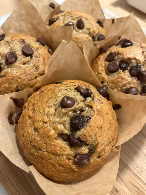 Banana Chocolate Chip Bakery Style Muffins (4 Count)